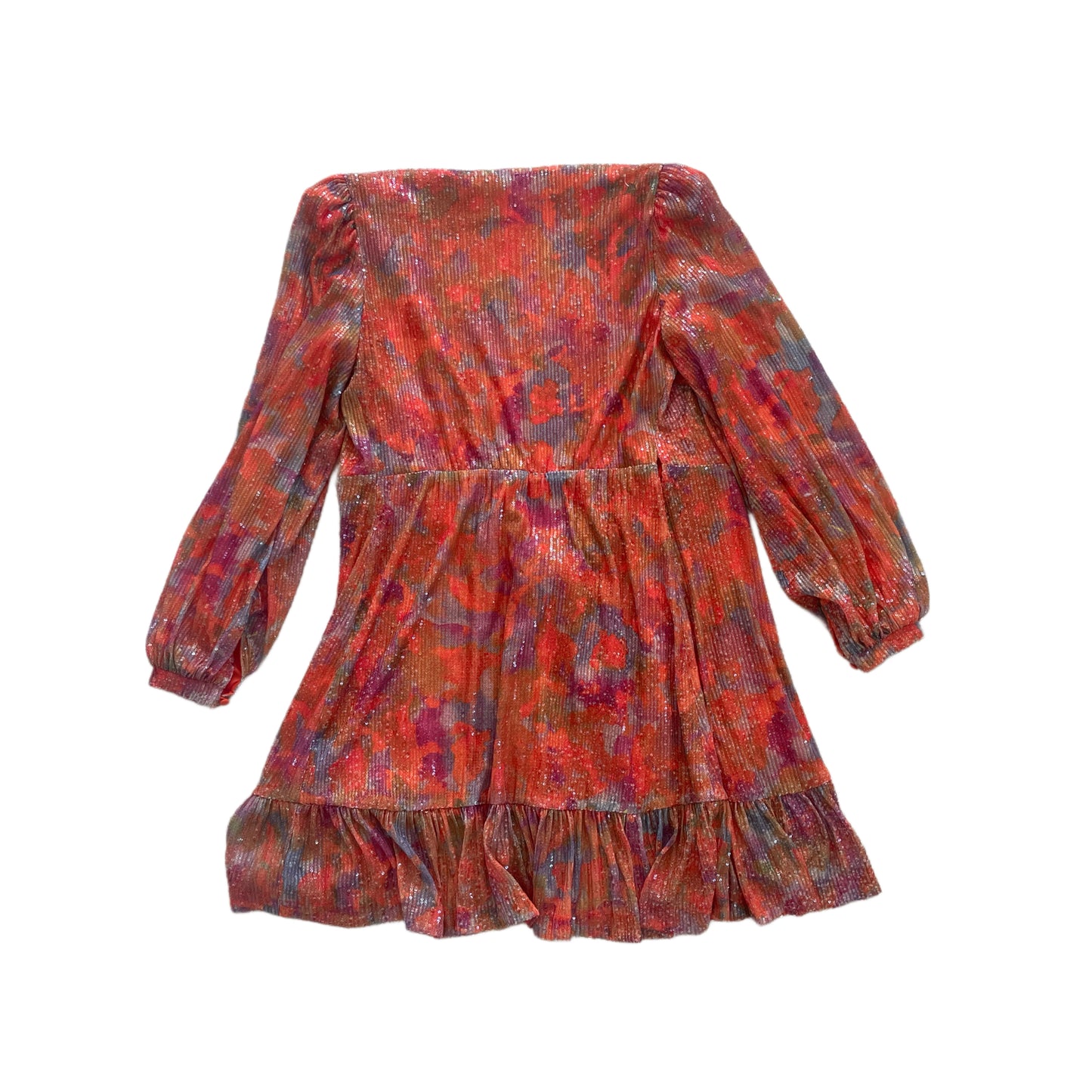 One 33 Social Sequin Abstract-Print Mini Flounce Wrap Dress, Size 4
