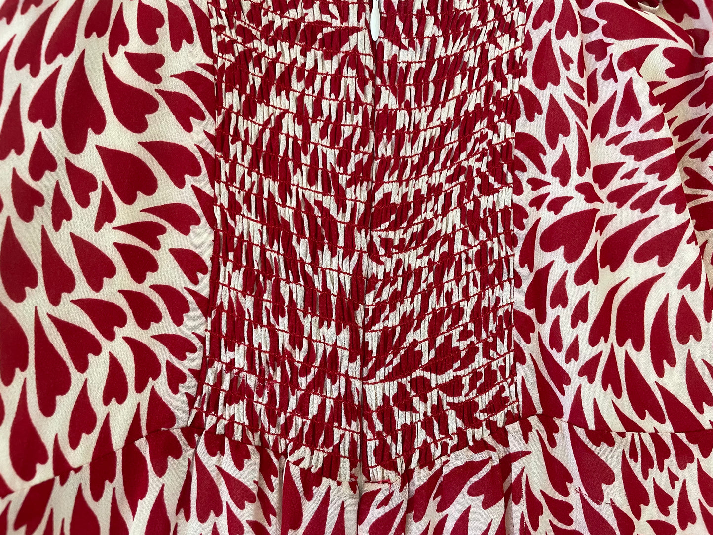Reformation Enya Sweetheart Midi Dress in Love Pattern, Size 8